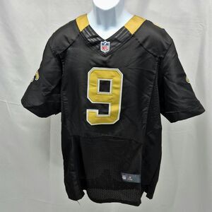New Orleans Saints Nike Drew Brees #9 NFL Game Football Jersey Black Gold 44 XL